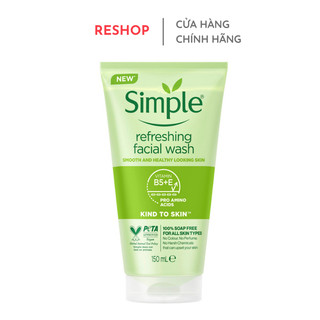 Sữa Rửa Mặt Simple Dịu Nhẹ Cho Da Nhạy Cảm Kind To Skin Refreshing Facial Wash 150ml