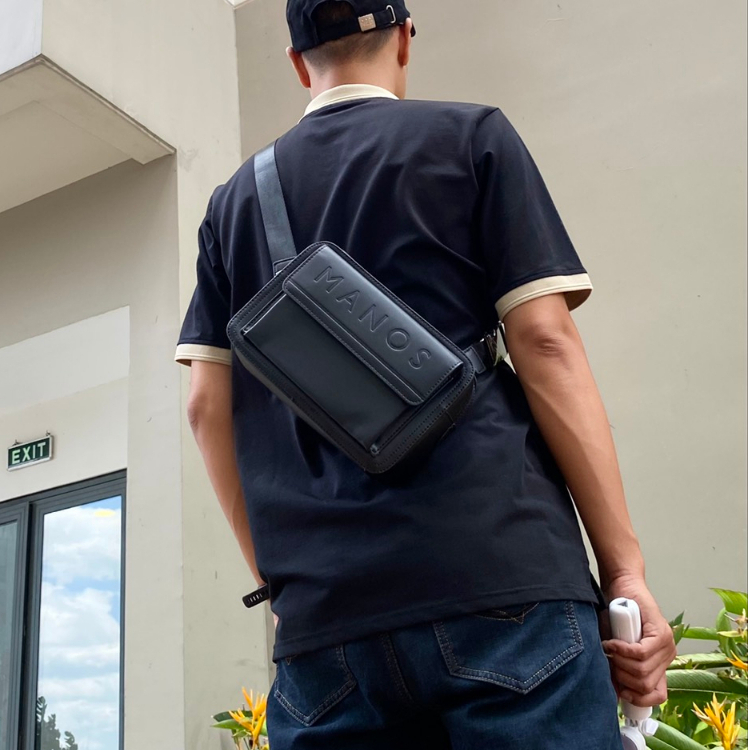Túi da nam đeo chéo văn phòng du lịch Manos