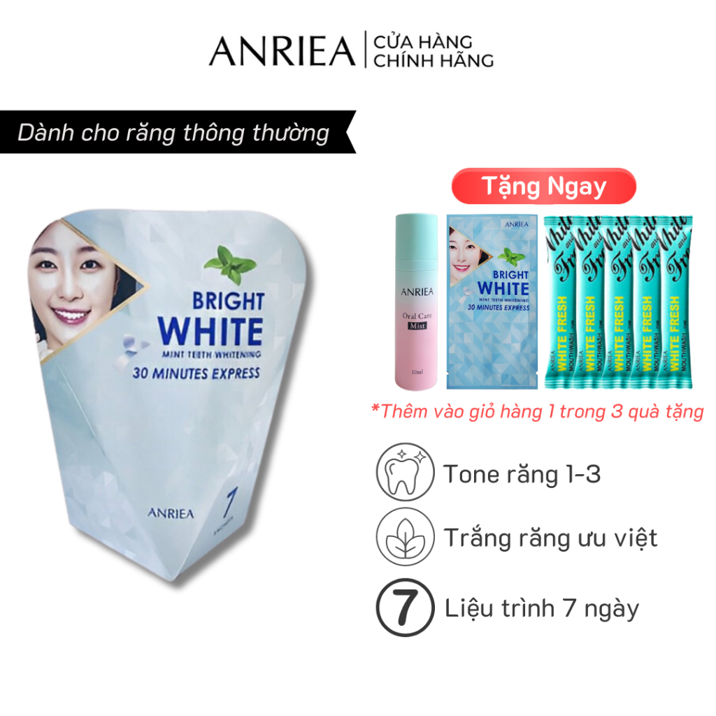 Liệu trình 7 ngày Miếng Dán Trắng Răng Bạc Hà Anriea - TẶNG QUÀ HẤP DẪN - A06
