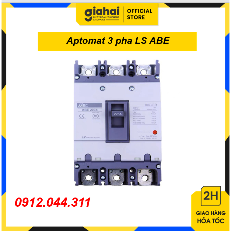 Aptomat Khối 3 Pha LS ABE 20A ~ 100A, cầu dao điện MCCB LS 3P ABE,  TBD177