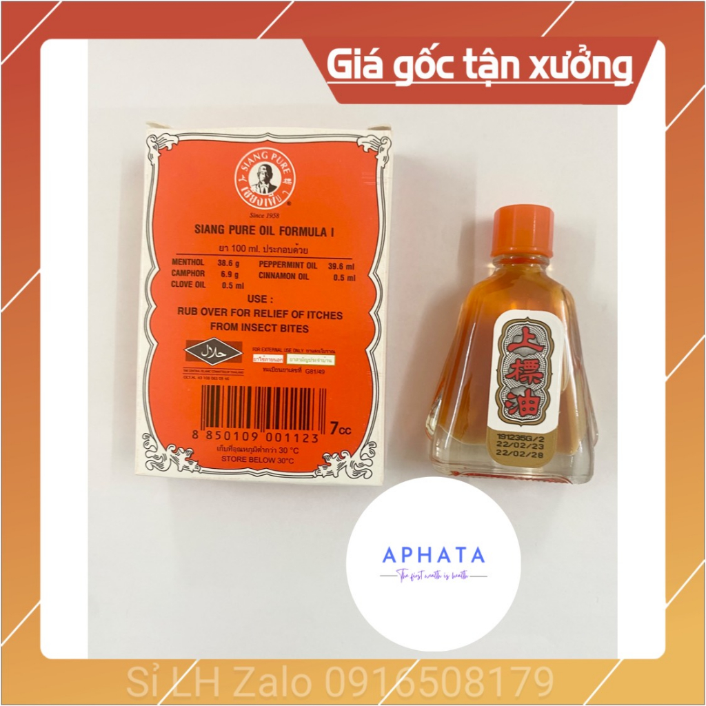 Dầu Gió Thái Lan chính hãng hiệu ông già Siang Pure Oil 3cc và 7cc