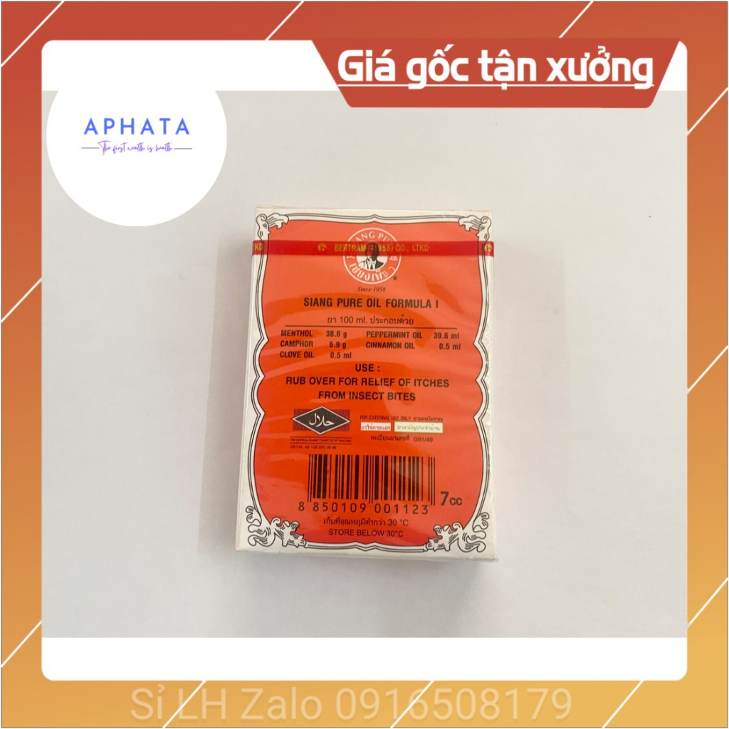 Dầu Gió Thái Lan chính hãng hiệu ông già Siang Pure Oil 3cc và 7cc