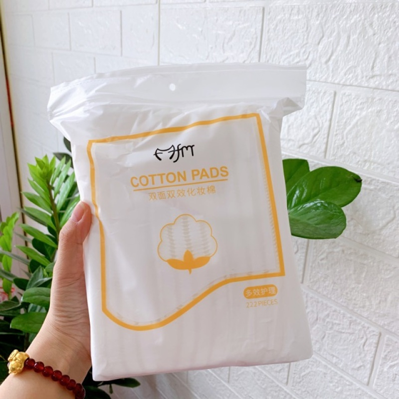 Bông Tẩy Trang Cotton Pad 222 Miếng 3 Lớp !00% Cotton, Thấm Hút Nhanh Chóng, Không Để Lại Xơ Bông, An Toàn