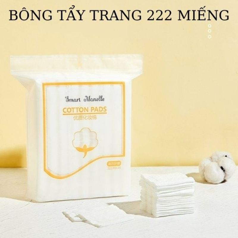 Bông Tẩy Trang Cotton Pad 222 Miếng 3 Lớp !00% Cotton, Thấm Hút Nhanh Chóng, Không Để Lại Xơ Bông, An Toàn