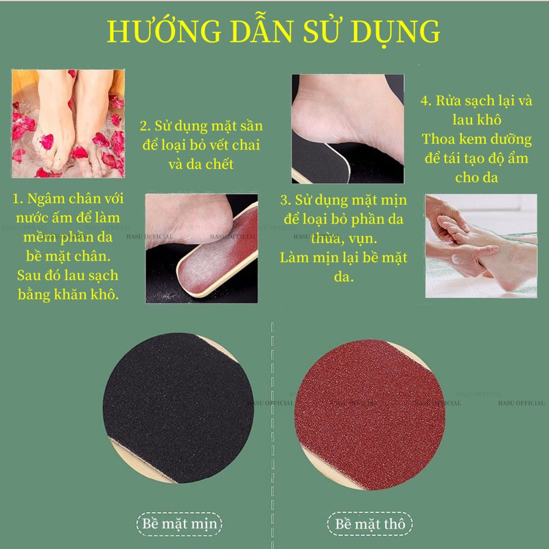 Chà gót gỗ - chà nhám mịn - sần - tẩy tế bào da