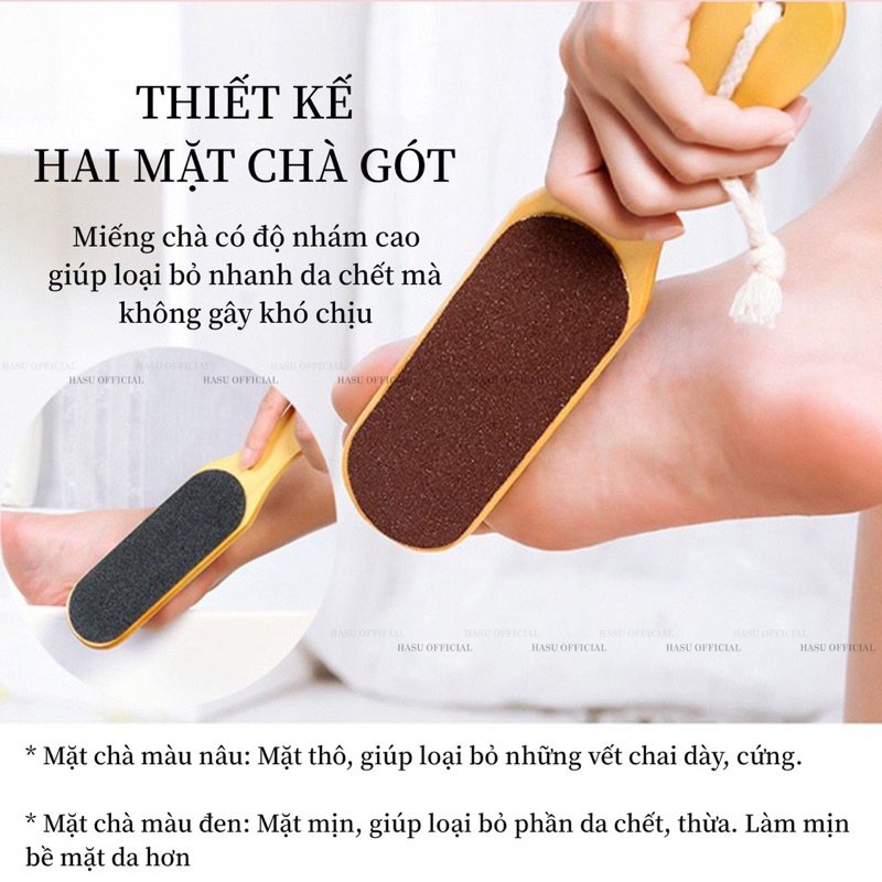 Chà gót gỗ - chà nhám mịn - sần - tẩy tế bào da