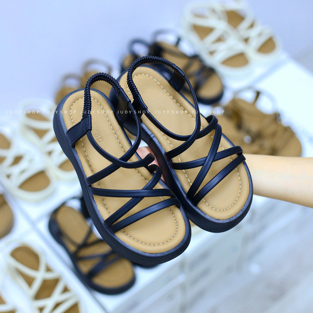 Giày Bánh Mì - Giày Sadanl Nữ Dây Chéo Da Mềm Đế Độn Cao 4p