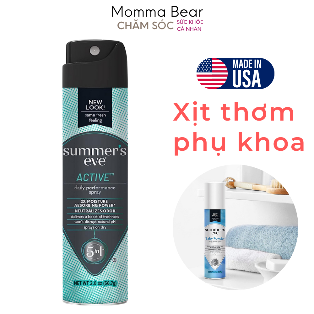 Xịt thơm vùng kín Summer's Eve, chăm sóc phụ khoa, vệ sinh, hút ẩm, khử mùi vùng kín phụ nữ - Momma Bear