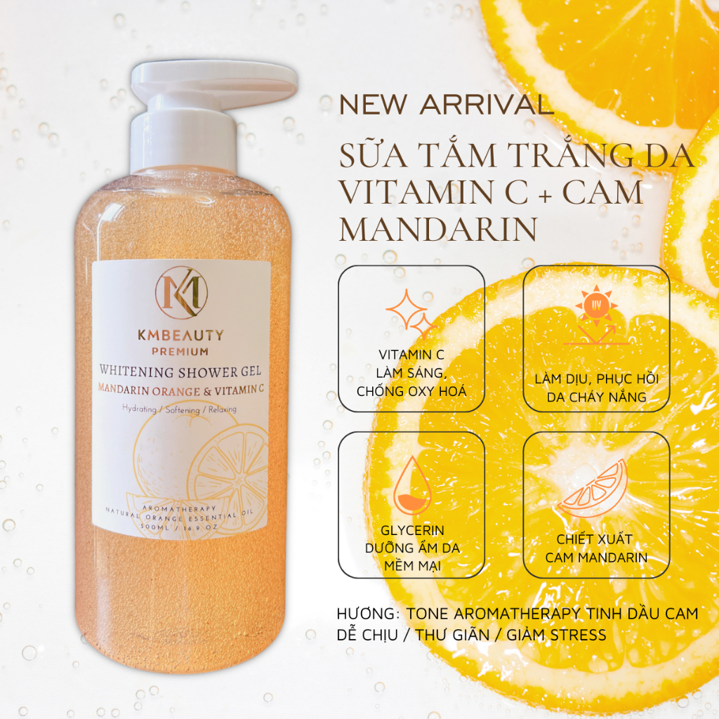 500ml / Sữa tắm trắng da Vitamin C + Cam Mandarin
