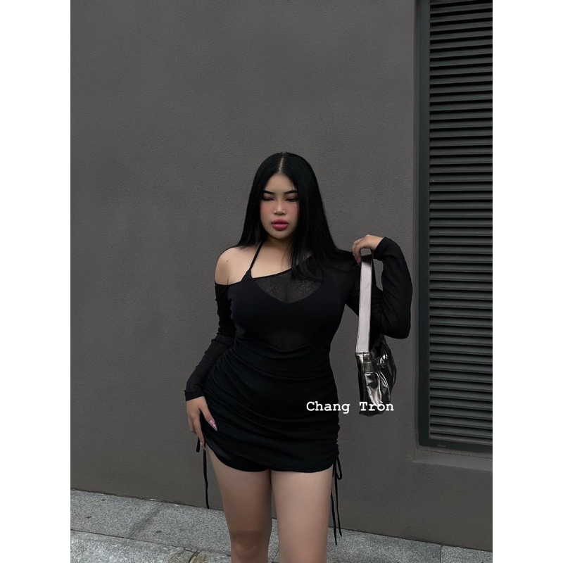 | Chang Tròn | 𝐋𝐀𝐑𝐀 𝐃𝐑𝐄𝐒𝐒 body lệch vai + Bra Bigsize + Hình Thật