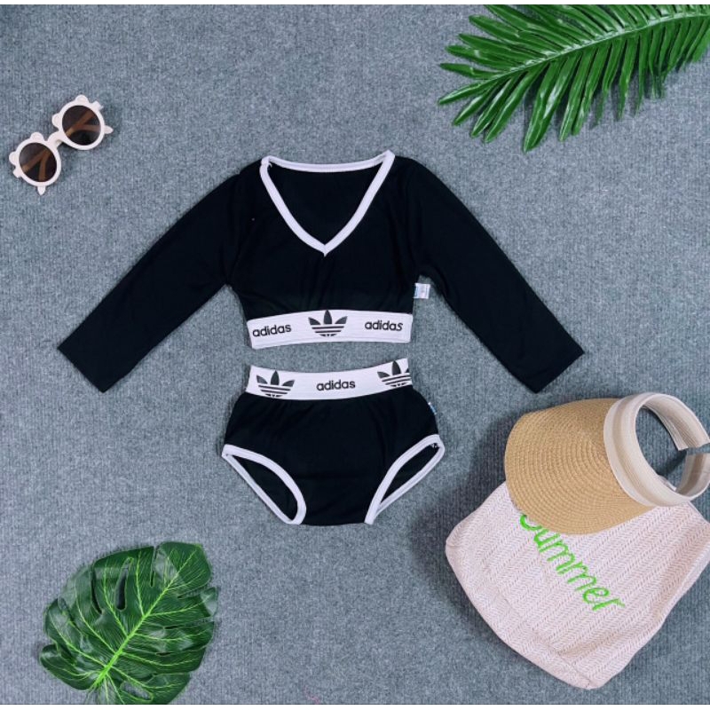 Set Bơi Áo Tay Dài Croptop Kèm Quần Bơi