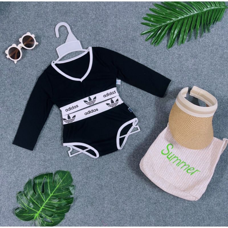Set Bơi Áo Tay Dài Croptop Kèm Quần Bơi