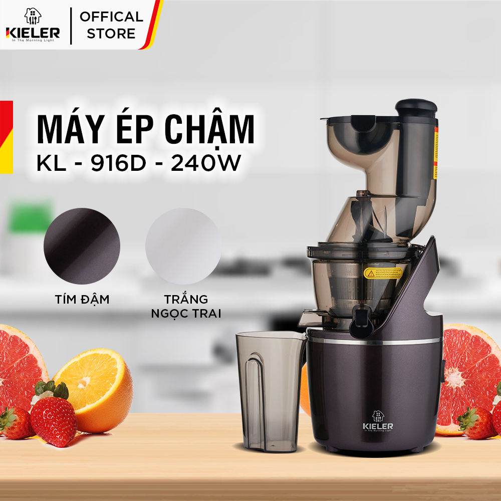 Máy ép chậm Kieler Germany 916D, màu White, Purple 240W ép siêu kiệt nước 98%, hạn chế tách nước, giữ nguyên dưỡng chất.