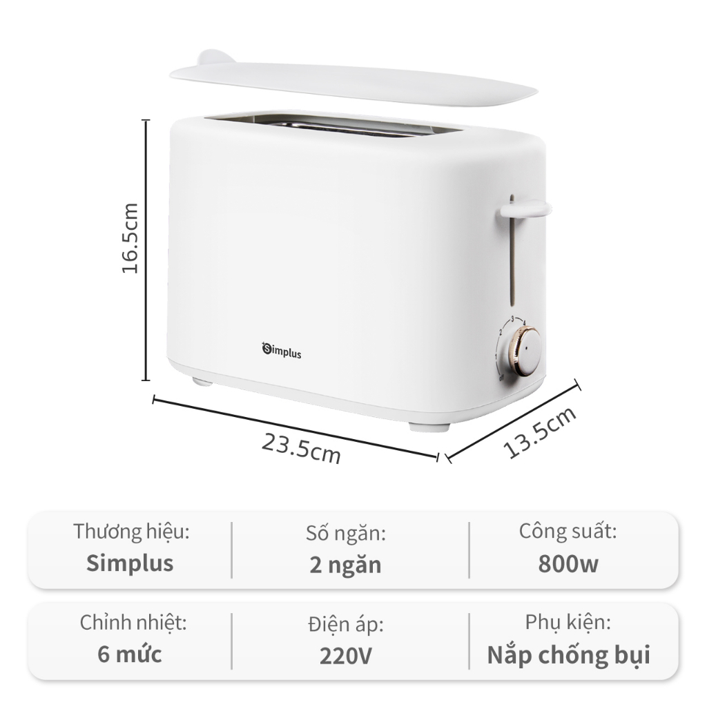 Máy nướng bánh mì SIMPLUS DRSH006 800W làm bánh kẹp sandwich đa năng cho gia đình