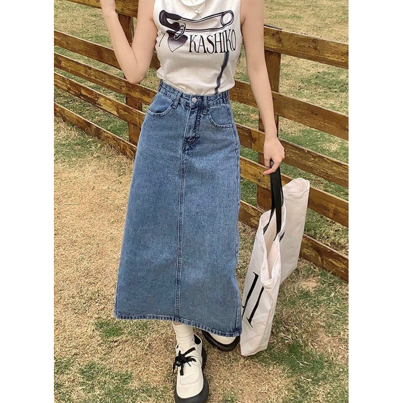 Chân váy jean cotton không dãn 55-85kg