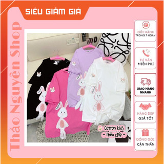 Áo Thun Cotton khô 3158 Thỏ Thêu Bông