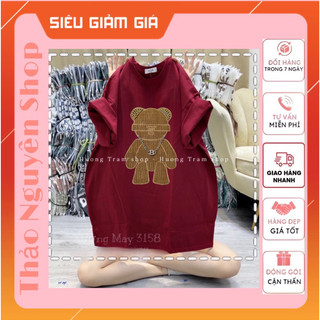 Áo Thun Cotton Khô 3158 Gấu Nâu Xích ( Hàng Thêu Đáp Nhung)
