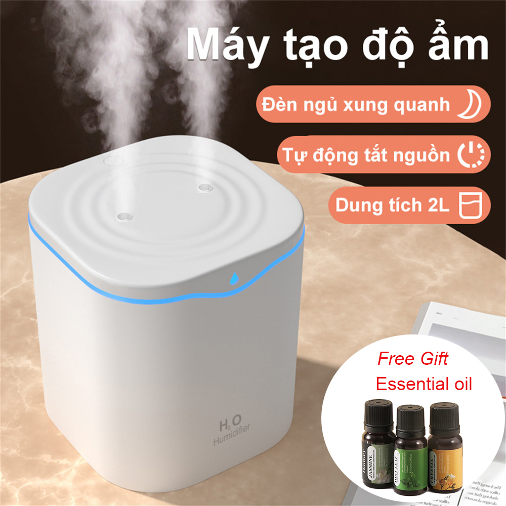 máy Xông Tinh Dầu Mini phun sương tạo ẩm ,Máy khuếch tán tinh dầu dùng làm phòng ngủ dung tích Dung Tích LỚN 2 LÍT 09