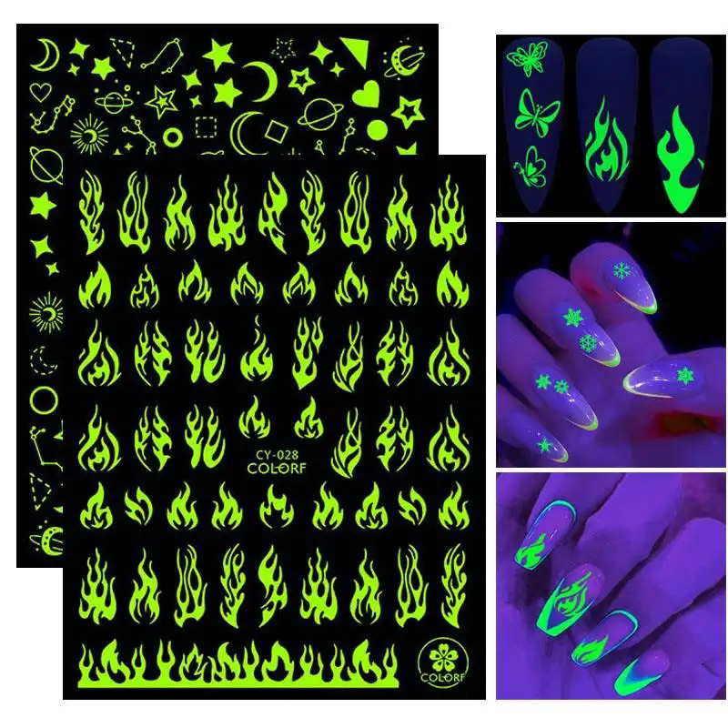 Sticker dán móng tay nail DẠ QUANG phát sáng trong bóng tối