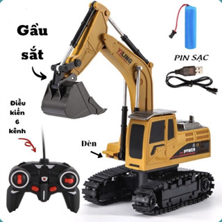 Xe cẩu múc điều khiển từ xa Gầu SẮT pin SẠC 6 kênh, Đồ Chơi Xe Cẩu , Máy Xúc bánh Xích,đồ chơi thông minh cho bé