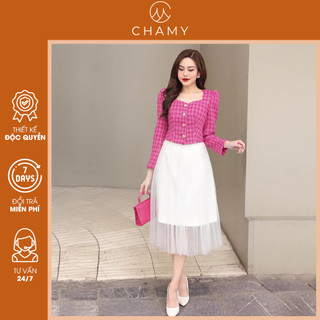 Chân váy Via Skirt kiểu dáng xếp ly dài che khuyết điểm dễ phối đồ, chất liệu vải mềm thiết kế CHAMY