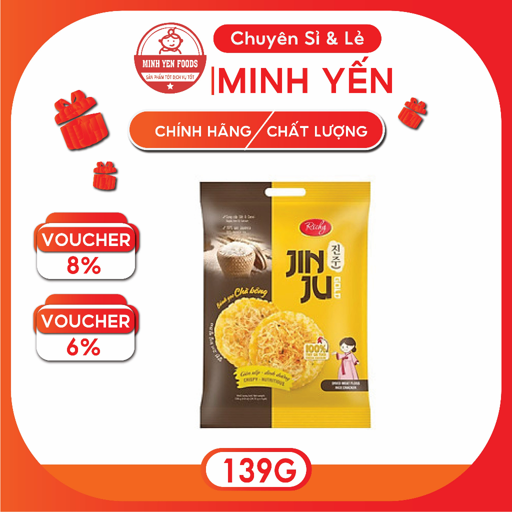 [Mã INBAU15 giảm 15K đơn 99K] Bánh Gạo JINJU Chà Bông hương vị Hàn Quốc Richy 139g