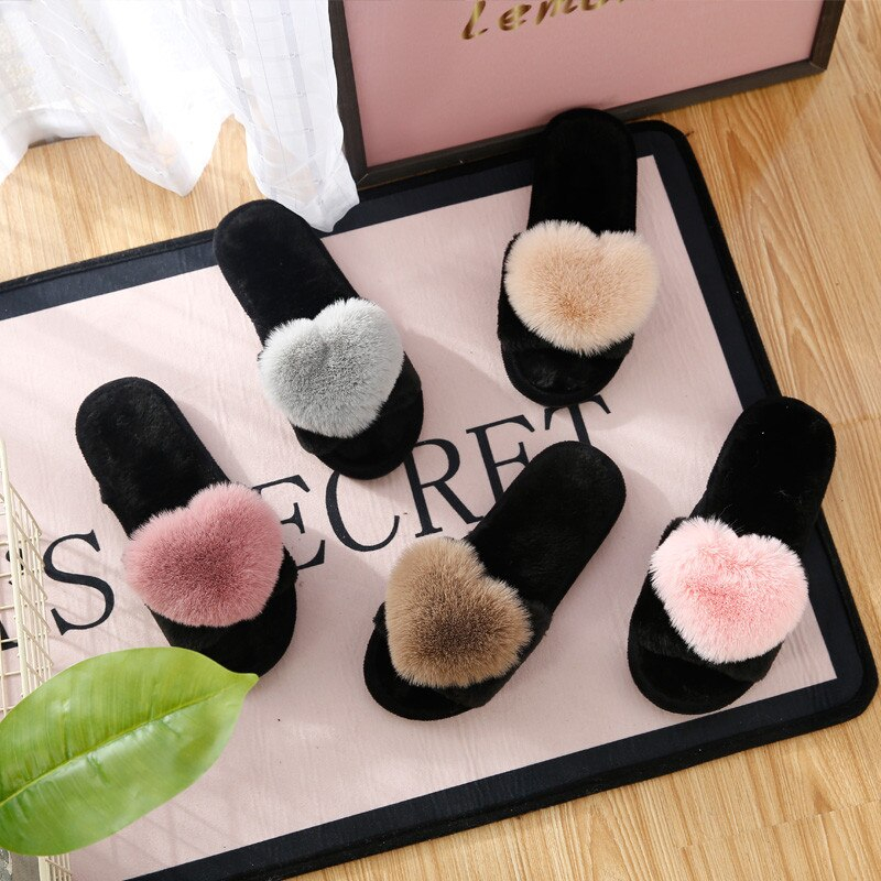 (SG) Dép Bông Hình Trái Tim Cute Mang Trong Nhà , Văn Phòng Đế Cao Su Chống Trơn Trượt Hạn Chế Chống Lạnh Nứt Gót Chân