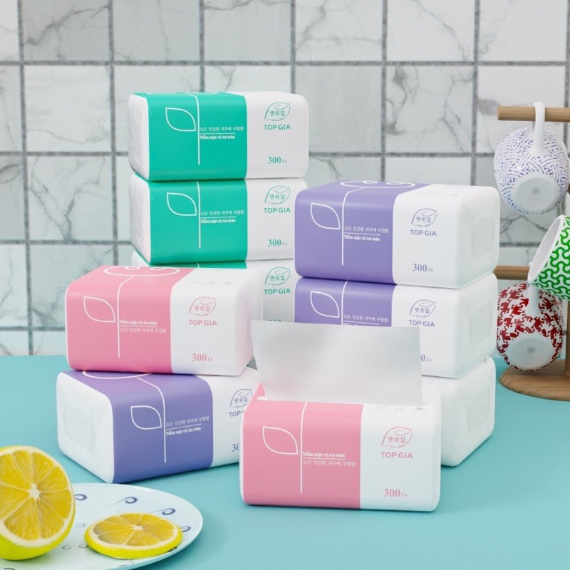 Giấy ăn gấu trúc cao cấp 1 gói 300 tờ 4 lớp