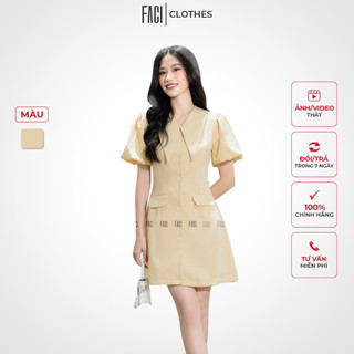 Váy Nữ FACI Ames Dáng Suông Chữ A Thiết Kế Cổ Lá Cách Điệu Tay Ngắn Bồng Chất Liệu Trượt Ấn Chuẩn Form Dáng FA138