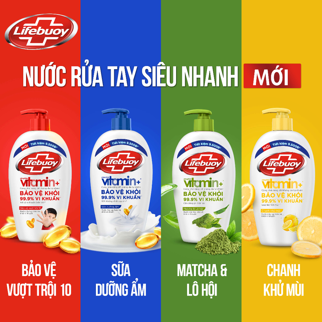 Nước Rửa Tay Lifebuoy Bảo Vệ Khỏi 99.9% Vi Khuẩn Gây Bệnh Với Ion Bạc+ Hỗ Trợ Cùng Đề Kháng Da Tự Nhiên 450G