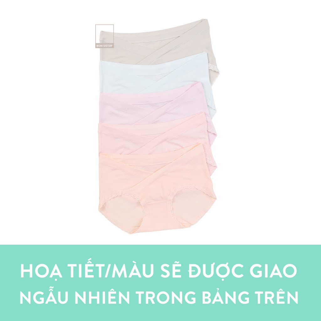 Quần lót cotton pha viền ren màu trơn BOM SISTER Q23220