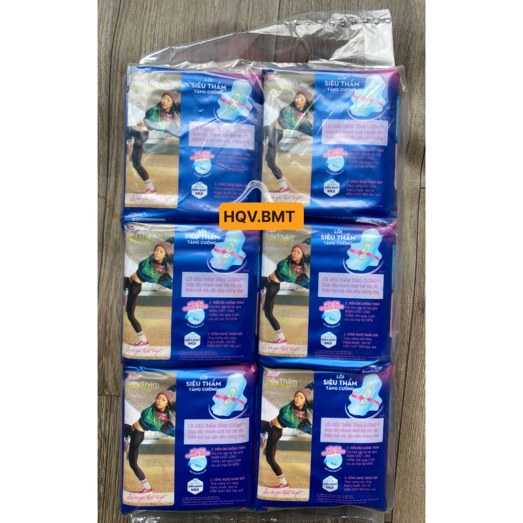 Lốc 6 gói băng vệ sinh Diana siêu thấm siêu mỏng 0.1 gói 8 miếng 23cm mặt lưới