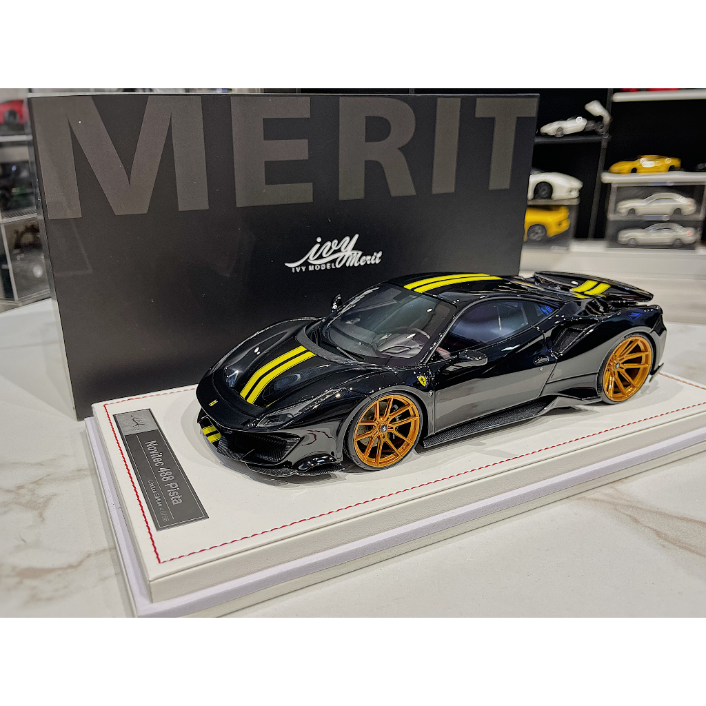 XE MÔ HÌNH FERRARI 488 PISTA NOVITEC BLACK,TỶ LỆ 1/18 IVY MODEL