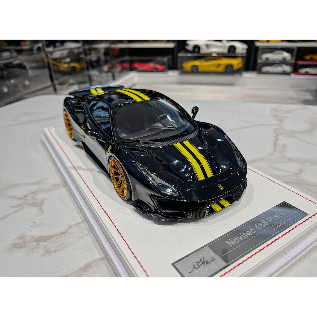 XE MÔ HÌNH FERRARI 488 PISTA NOVITEC BLACK,TỶ LỆ 1/18 IVY MODEL