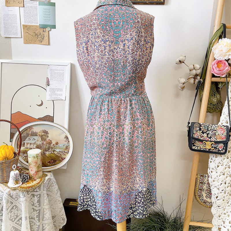 Đầm sơmi voan hoa sát nách