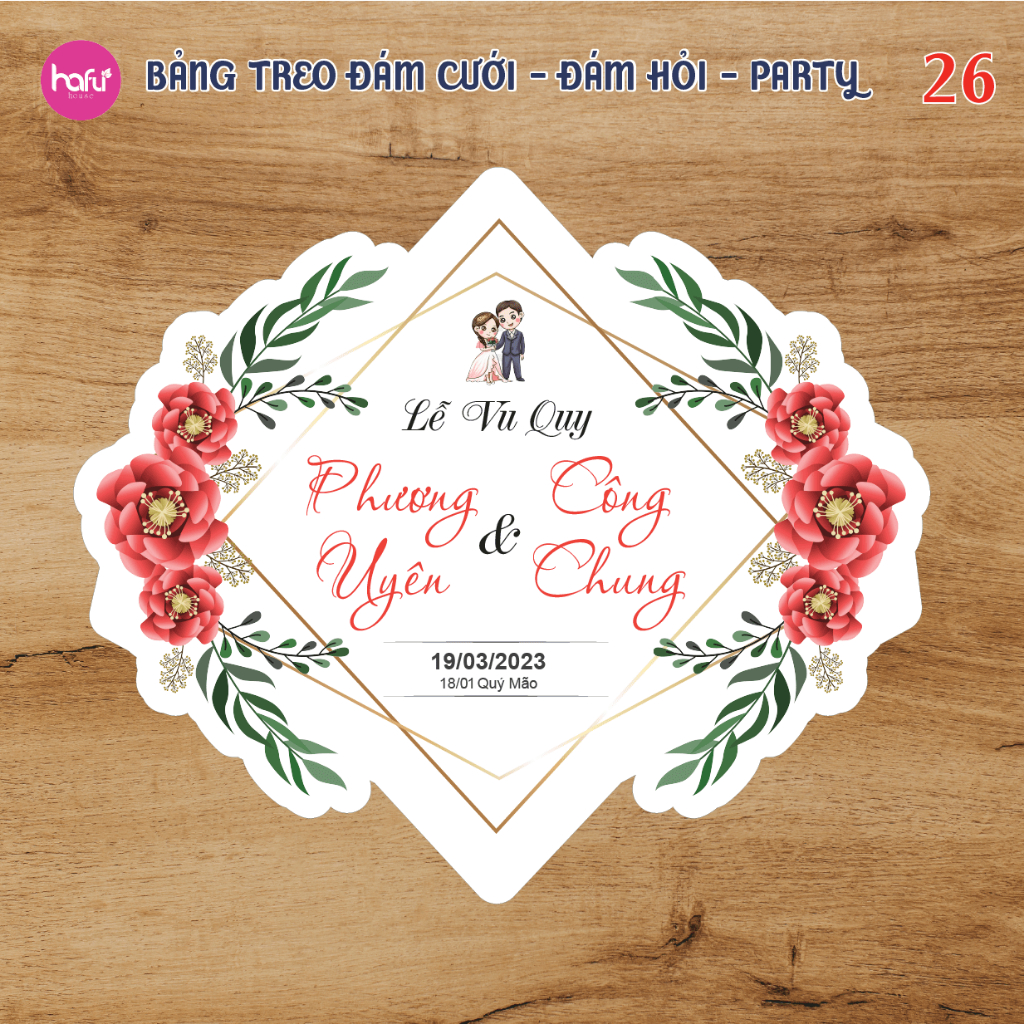 BẢNG TREO  DÁM CƯỚI OVAL - TRÒN TRANG TRÍ ĐÁM CƯỚI - ĐÁM HỎI - SINH NHẬT DÀY 3mm HAFU HOUSE