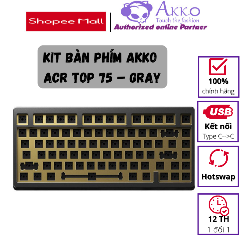 KIT bàn phím AKKO ACR TOP 75 – Gray (Nhôm / Top mount / Hotswap / South-Facing)