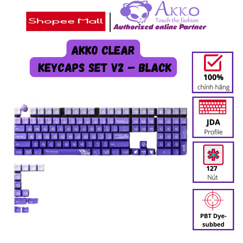 AKKO Keycap set – Provence (PBT Dye-subbed / JDA profile / 127 nút)