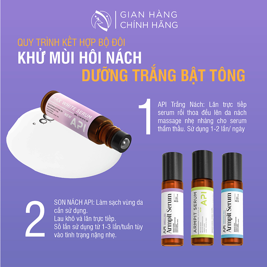 Serum trắng nách APi giảm thâm nách, son nách lăn nách mờ thâm cấp ẩm 10ml, ngăn tiết mồ hôi khử mùi hôi nách