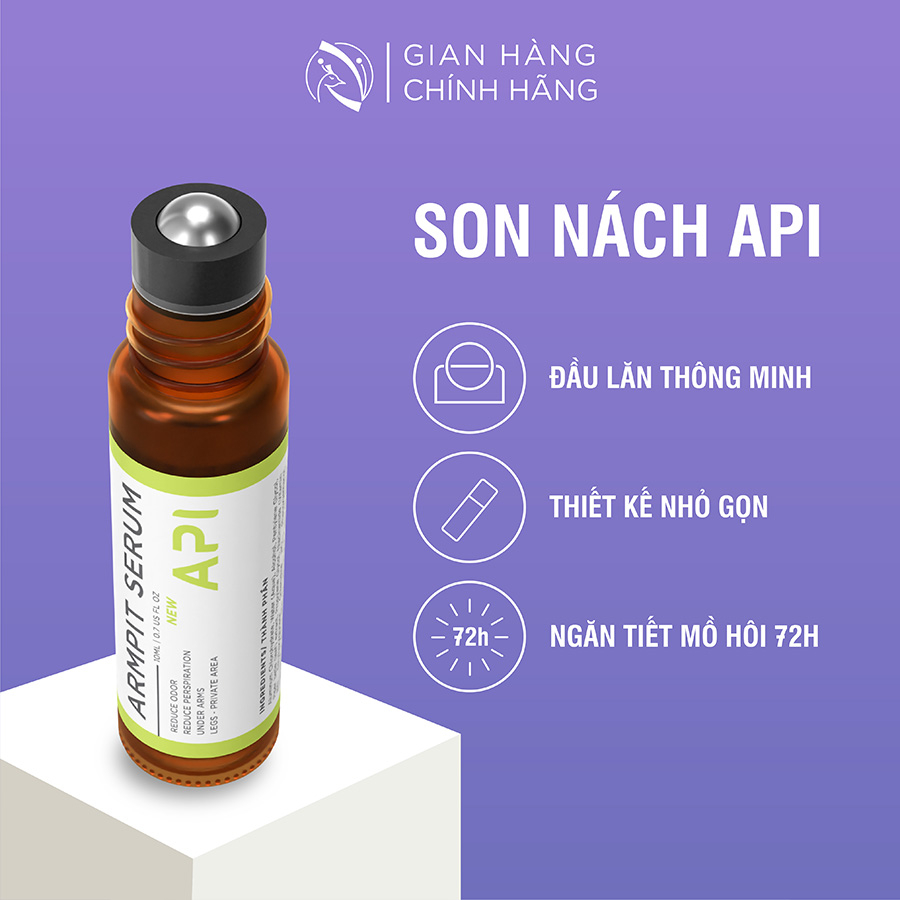 Bộ đôi khử mùi làm trắng nách API 15ml, Son nách API, trắng nách mờ thâm, cấp ẩm nách, combo khử mùi trắng nách