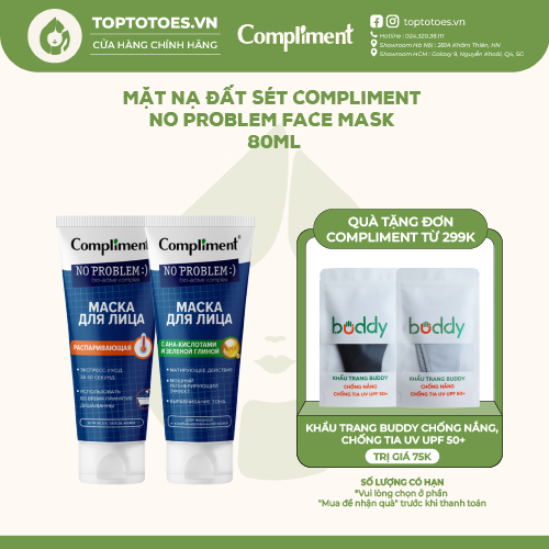 Mặt nạ đất sét Compliment No Problem Face Mask làm sạch sâu, giảm mụn, se lỗ chân lông 80ml