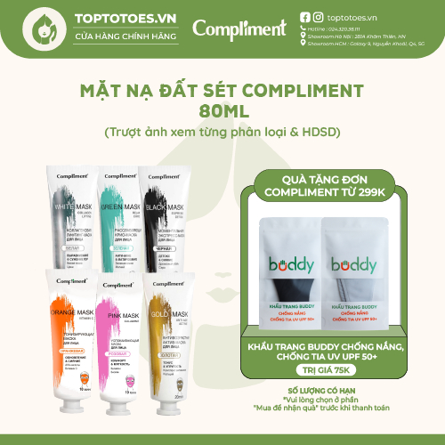 Mặt nạ đất sét Compliment detox da, làm sáng, kiềm dầu, se khít lỗ chân lông 80ml