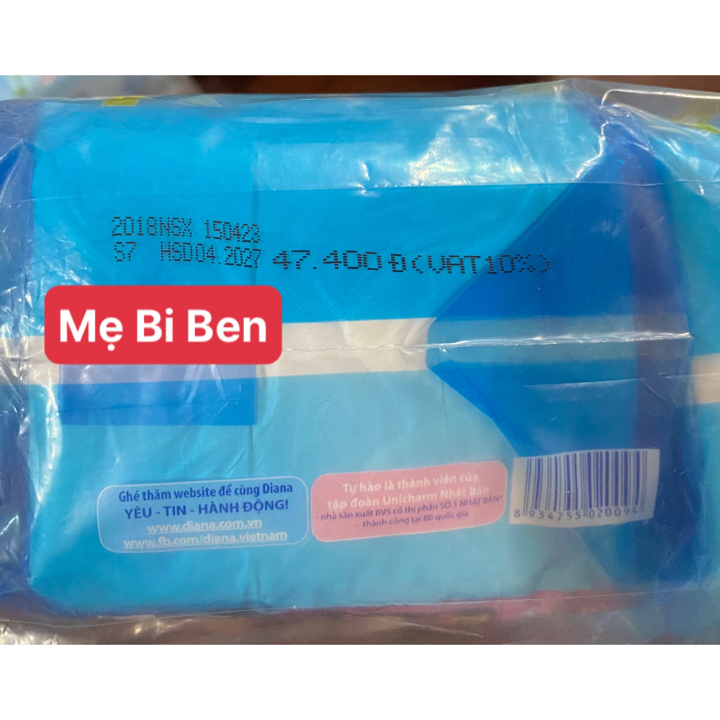 Bộ 4 gói Băng vệ sinh Diana Sensi Cool Fresh siêu mỏng KHÔNG CÁNH 20 miếng/gói