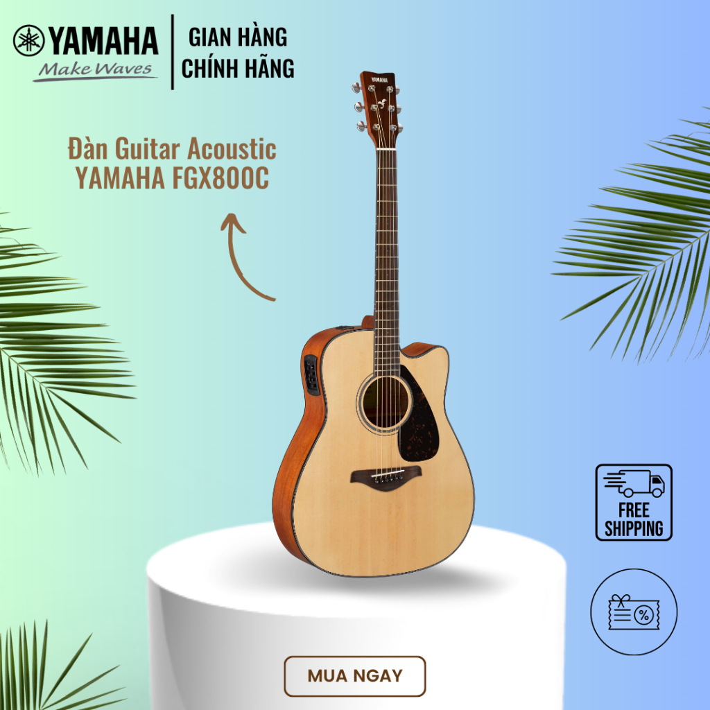 Đàn Guitar Acoustic YAMAHA FGX800C - Mặt đàn gỗ vân sam nguyên tấm, bảo hành chính hãng 12 tháng
