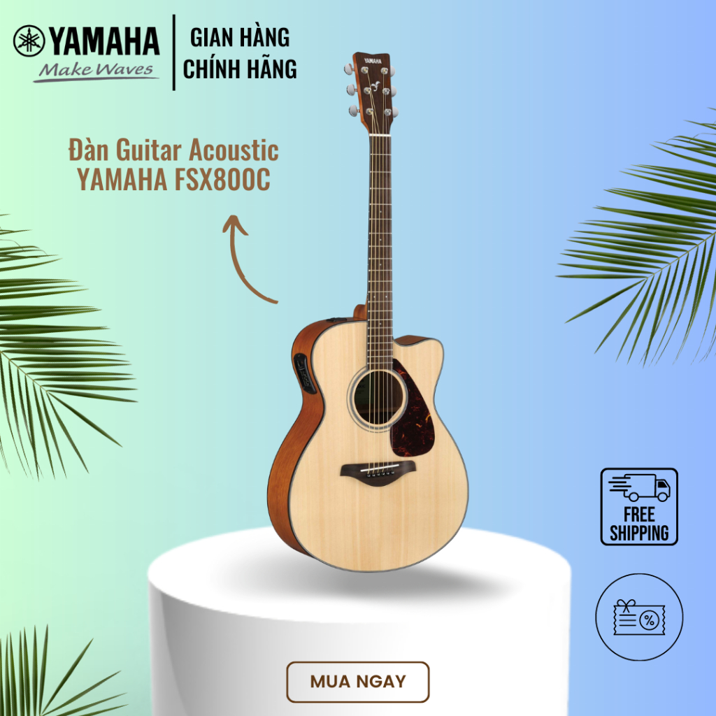 Đàn Guitar Acoustic YAMAHA FSX800C - Mặt đàn gỗ vân sam nguyên tấm, bảo hành chính hãng 12 tháng