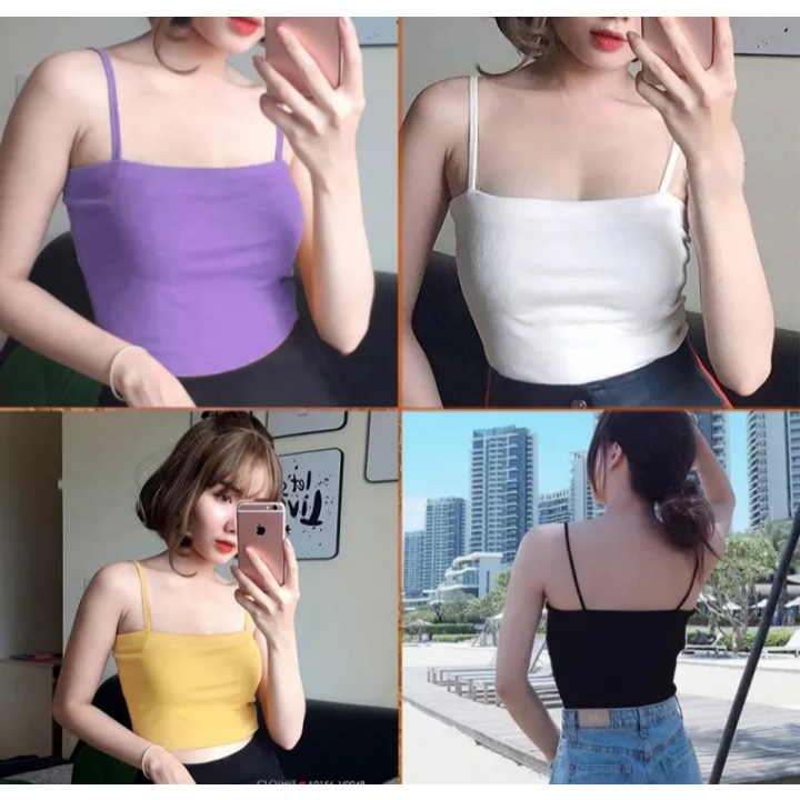 ÁO CROPTOP 2 DÂY NỮ DÁNG ÔM COTTON VẢI ĐẸP CO GIẢN