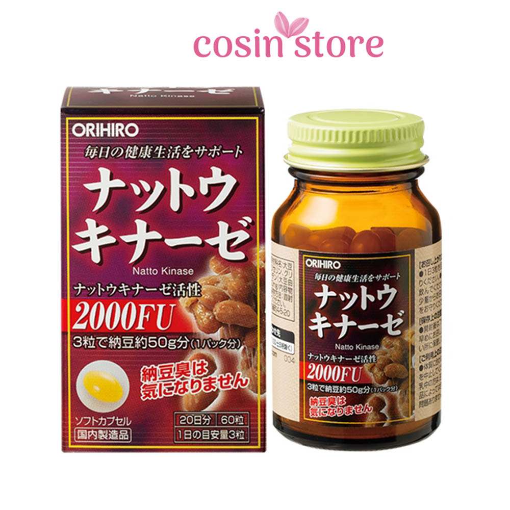 Viên uống hỗ trợ ngăn ngừa tai biến Nattokinase Orihiro 60 viên - Natto kinase shop Cosin Store