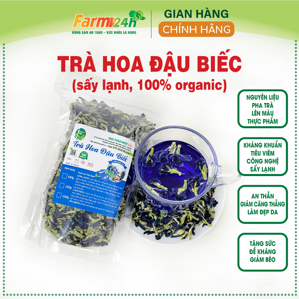 Trà hoa đậu biếc 100% tự nhiên, nguyên liệu pha chế, nấu nướng, làm bánh, lên màu thực phẩm tự nhiên, không hóa chất