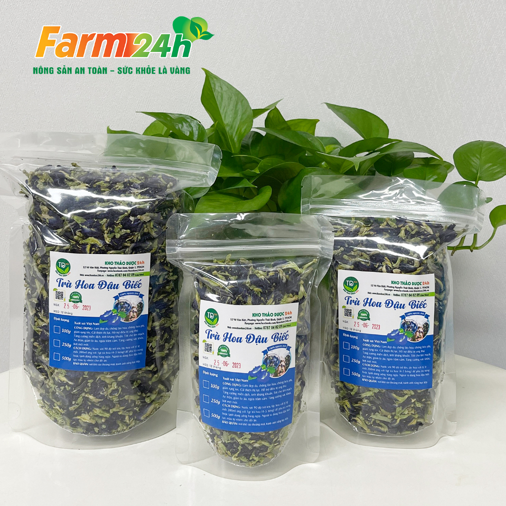 Trà hoa đậu biếc 100% tự nhiên, dùng pha chế, nấu nướng, làm bánh, lên màu thực phẩm hoàn toàn tự nhiên, đảm bảo ATVSTP