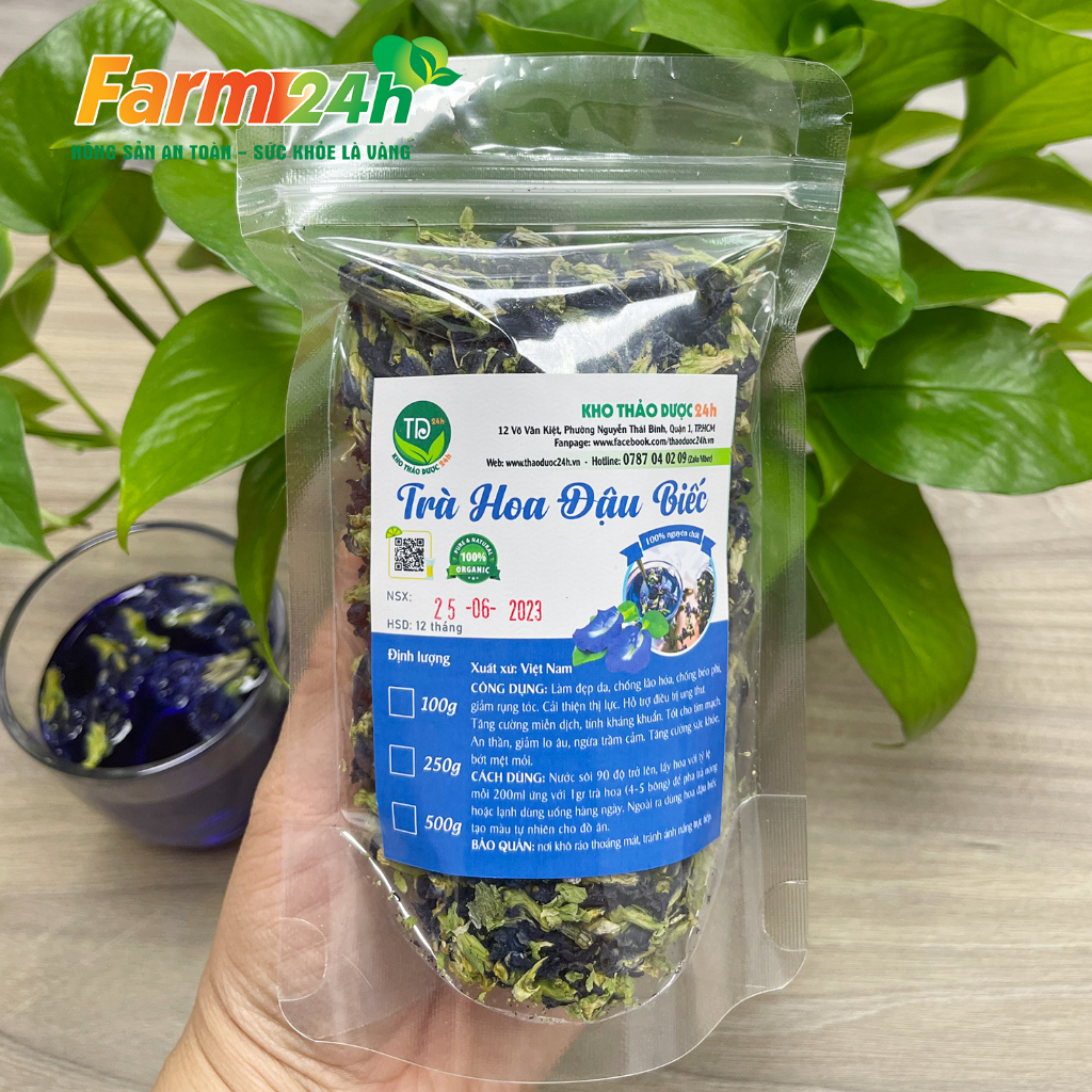 Trà hoa đậu biếc 100% tự nhiên, nguyên liệu pha chế, nấu nướng, làm bánh, lên màu thực phẩm tự nhiên, không hóa chất